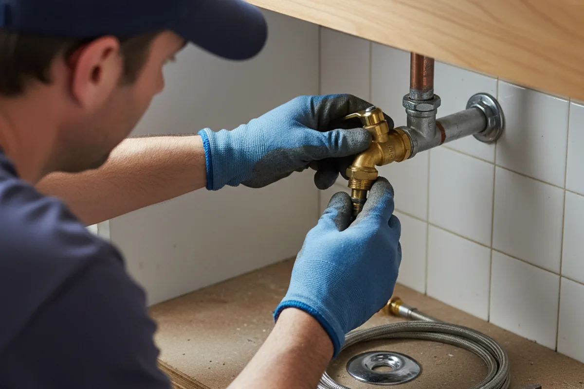 Shutoff valve and fitting work during Burst Pipe Repair in Huron